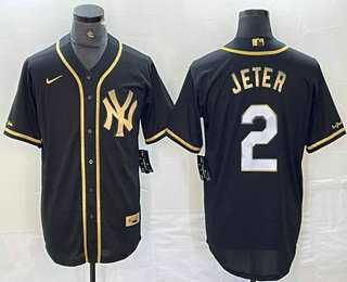 Men's New York Yankees #2 Derek Jeter Black Gold Cool Base Stitched Baseball Jersey,We sell and wholesale Men's New York Yankees #2 Derek Jeter Black Gold Cool Base Stitched Baseball Jersey on line form chian!